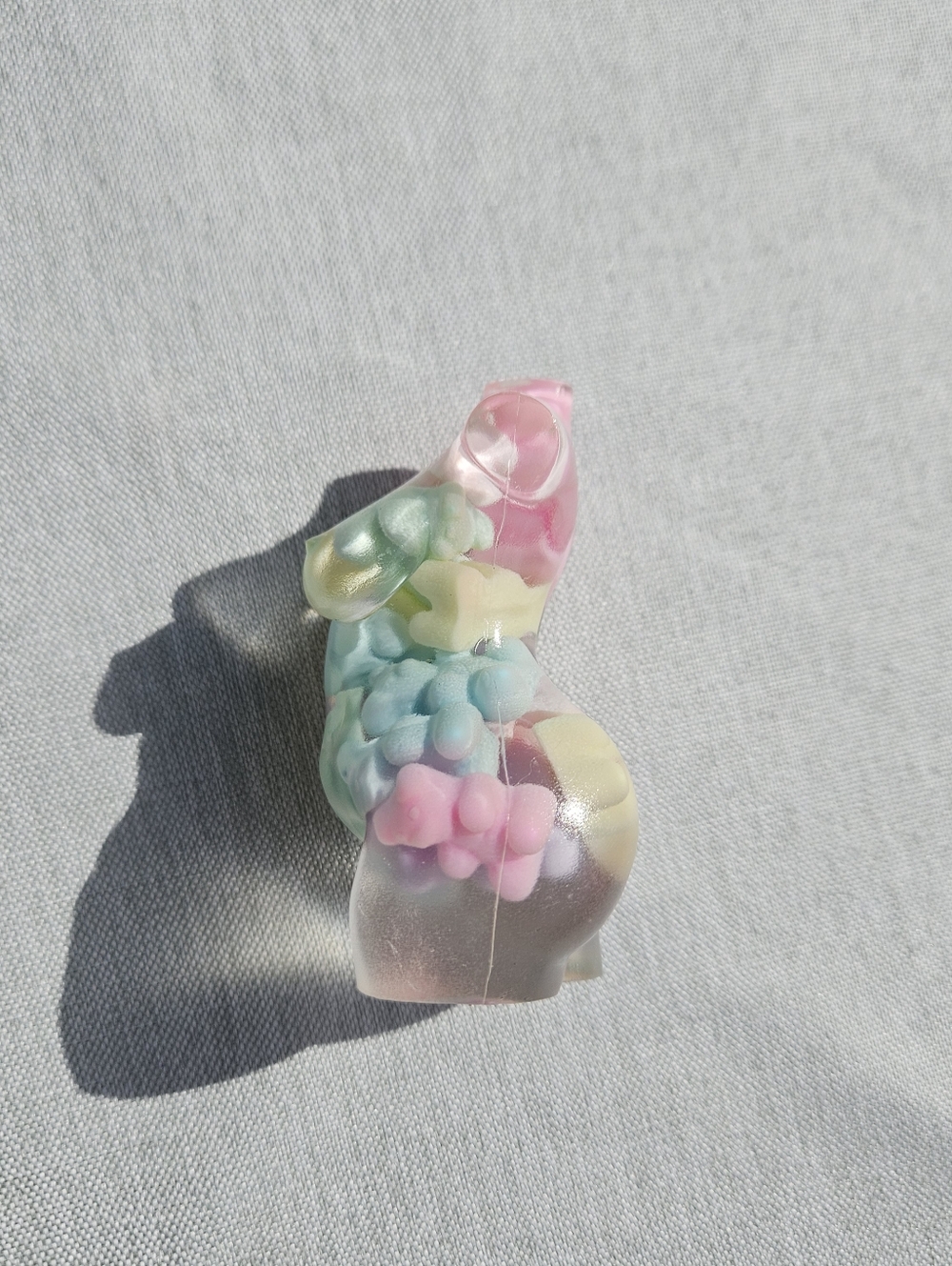 Handmade Chubby Goddess Resin Statue With Pastel Teddy Bears - Picture 6 of 7